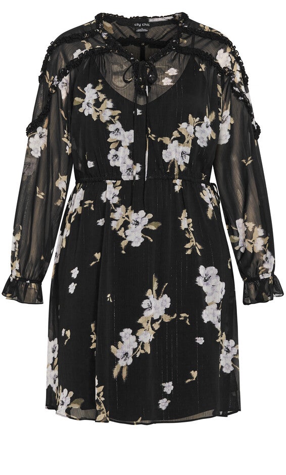 Amira Print Dress - black, GRAY, alternate image number 3