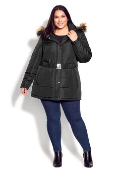 Belted Hood Puffer Coat