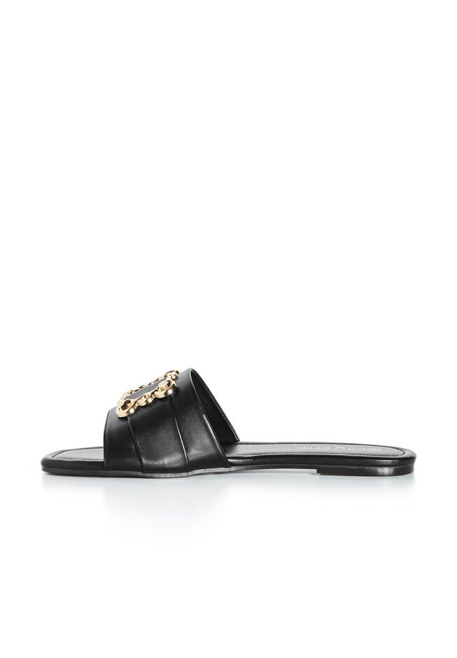 Bejewel Gold Chain Slide - black, BLACK, alternate image number null