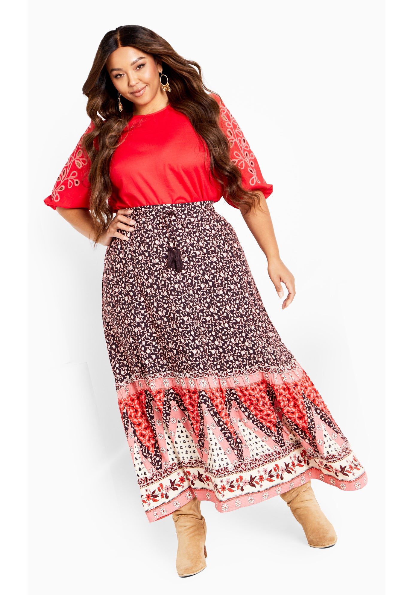 Eternal Maxi Skirt, FLAME BORDER, hi-res image number 0