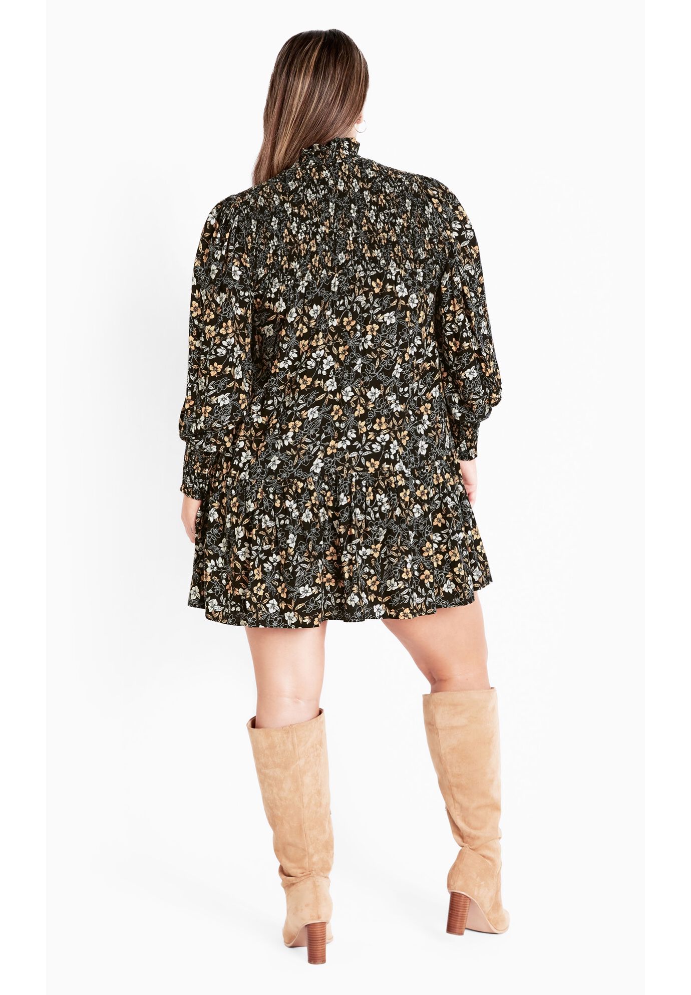Cassia Puff Sleeves Ruffle Dress, DITSY, alternate image number 2
