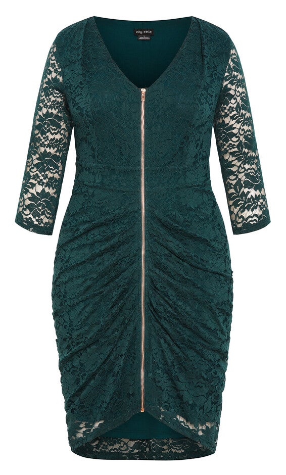 Lacey Zip Dress - emerald, EMERALD, alternate image number null