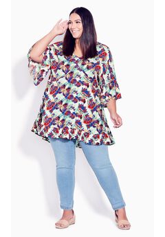 Plus Size Printed Tunic Tops