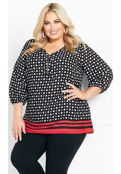Malia Zip Border Top