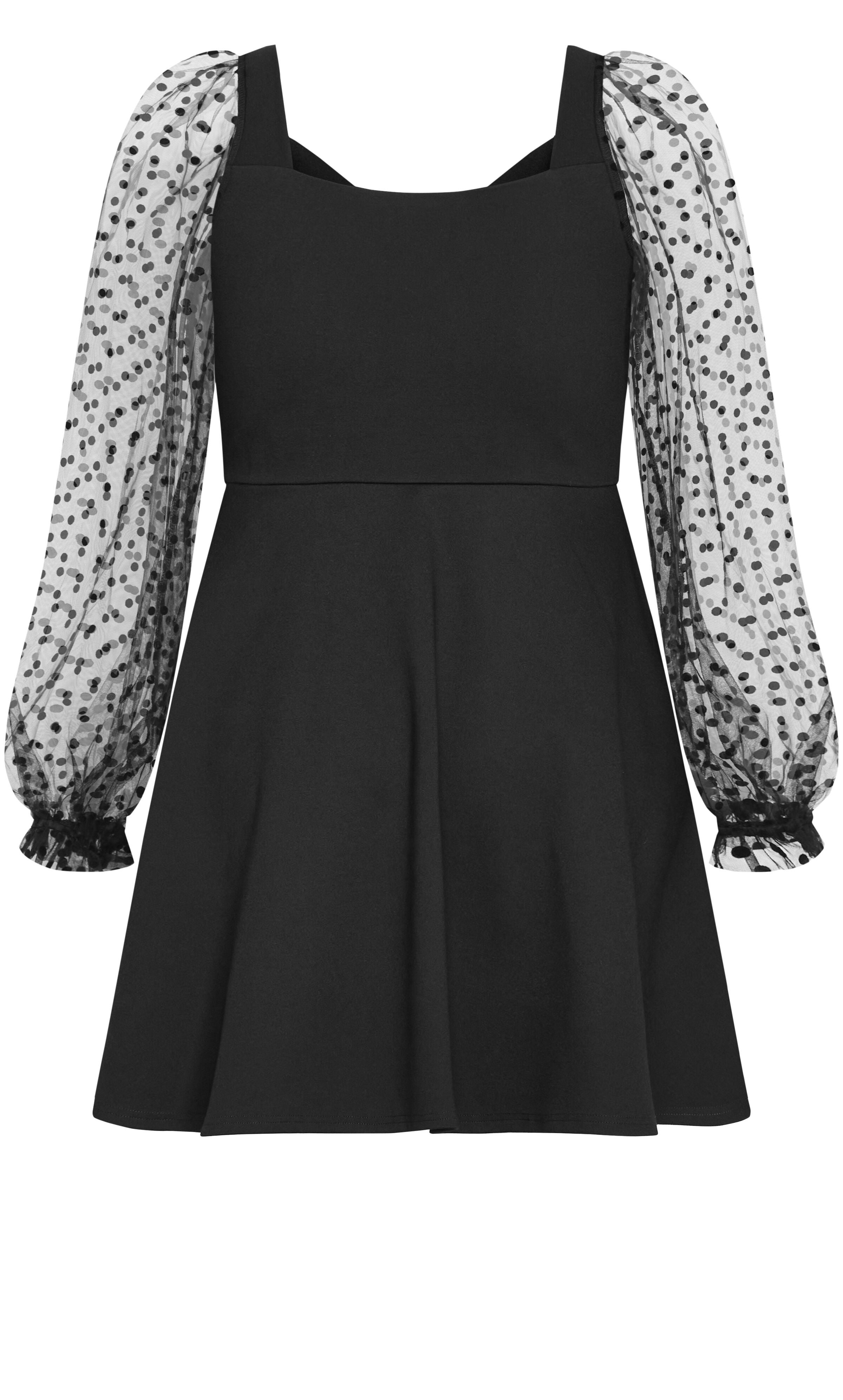 Asher Spot Sleeve Skater Dress - black, BLACK, alternate image number 6