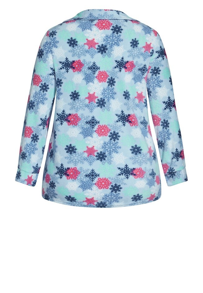 Snowflake Button Fleece Sleep Top, SNOWFLAKE PRINT, alternate image number 5