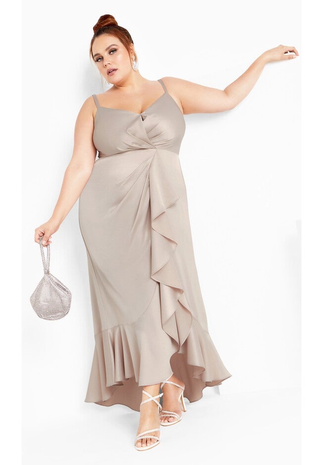Bella Ruffle Maxi Dress - gardenia, GREY, hi-res image number null