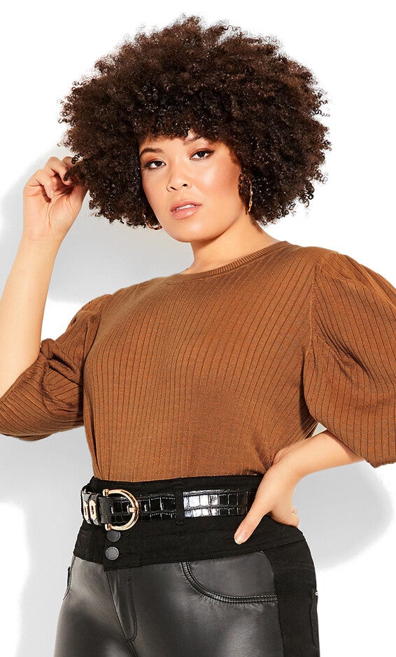 Sweet Rib Top - tan, BROWN, hi-res image number null