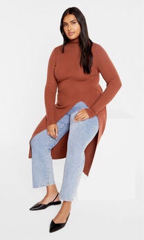 Longline Split Sweater - copper