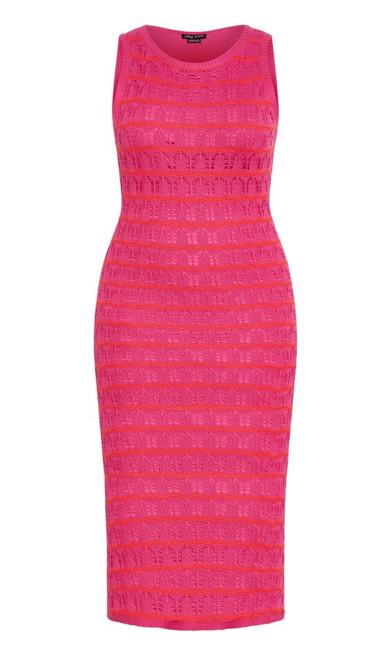 Crochet Stripe Dress - pink, PINK, alternate image number null