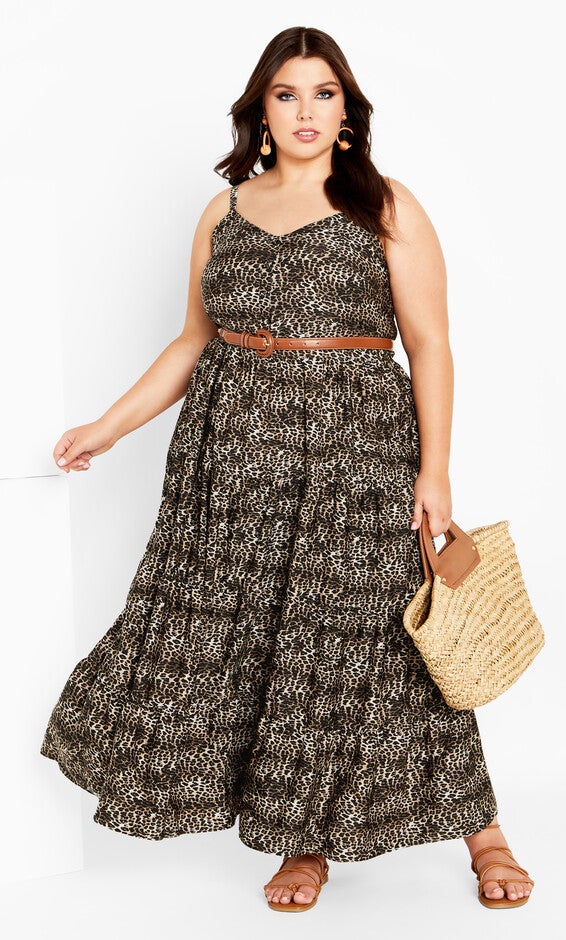 Aylin Maxi Dress - taupe, TAUPE MINI LEOPARD, hi-res image number 0
