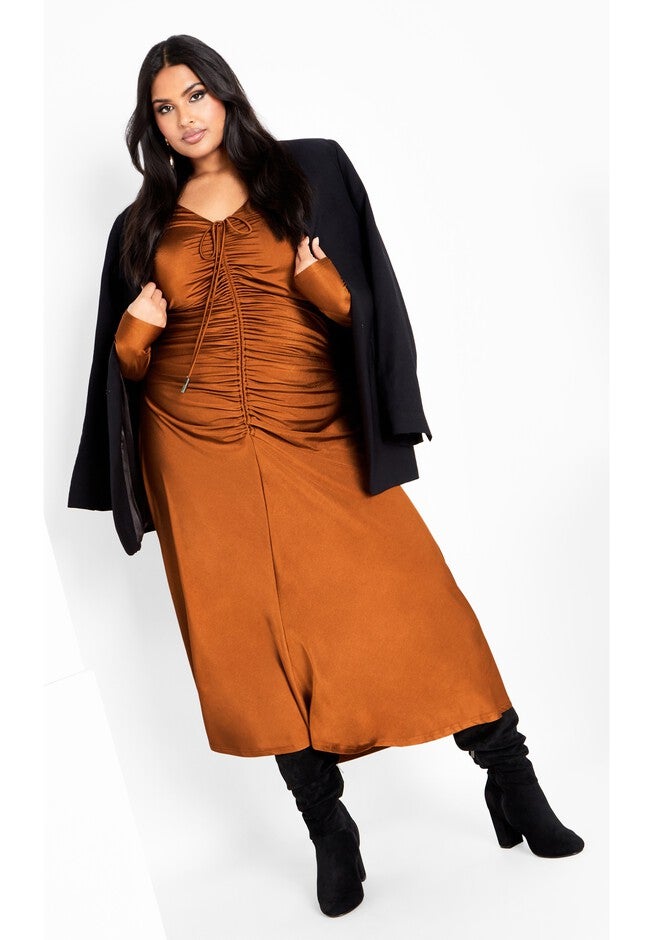 Avah Dress - gingerbread, BROWN, on-hover image number null