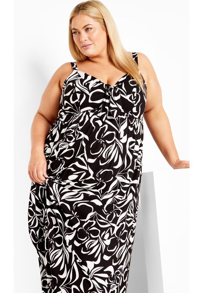 Evie Maxi Dress, BLACK WHITE FLORAL, hi-res image number 0