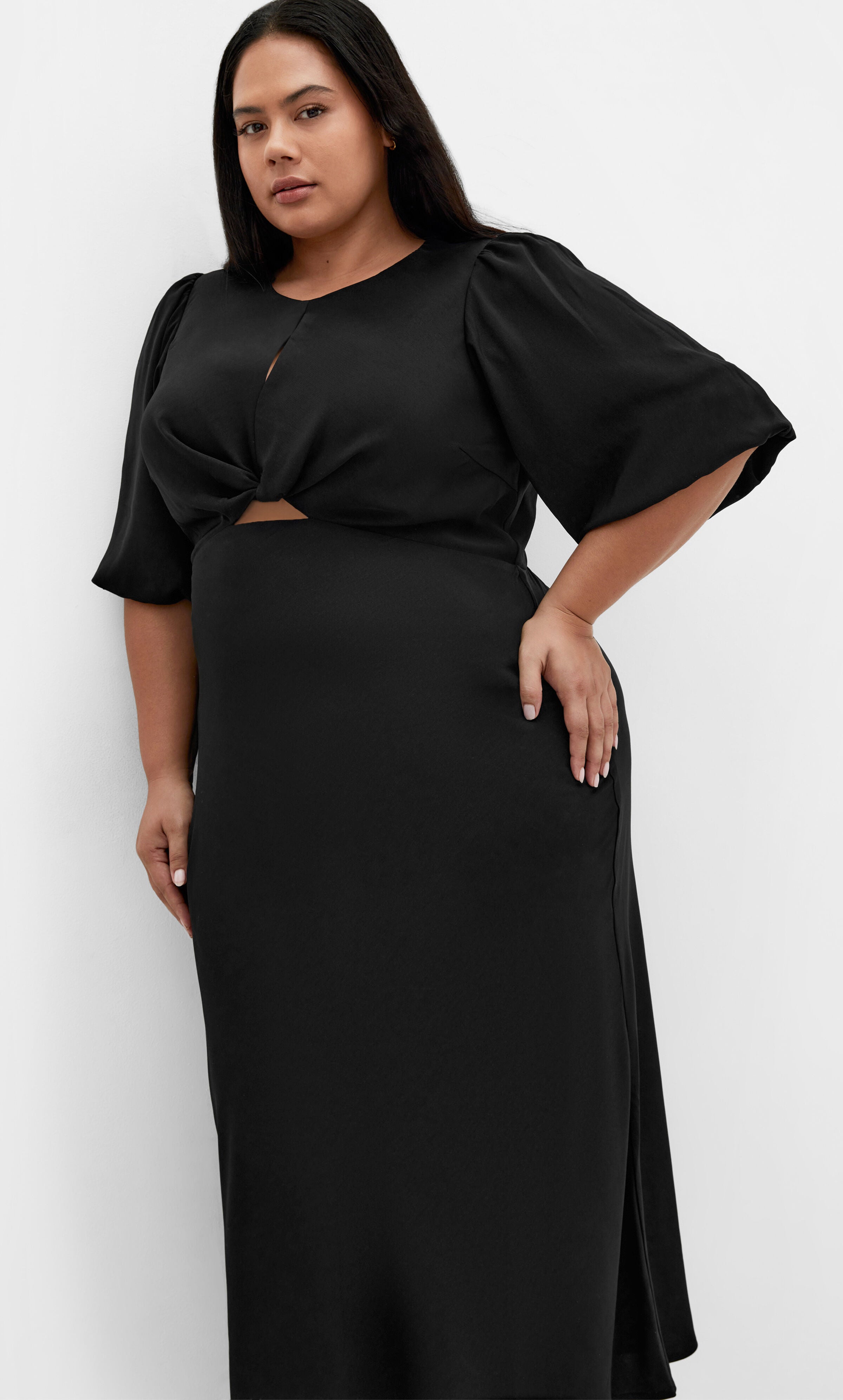 Ines Puff Dress - black, BLACK, alternate image number 2