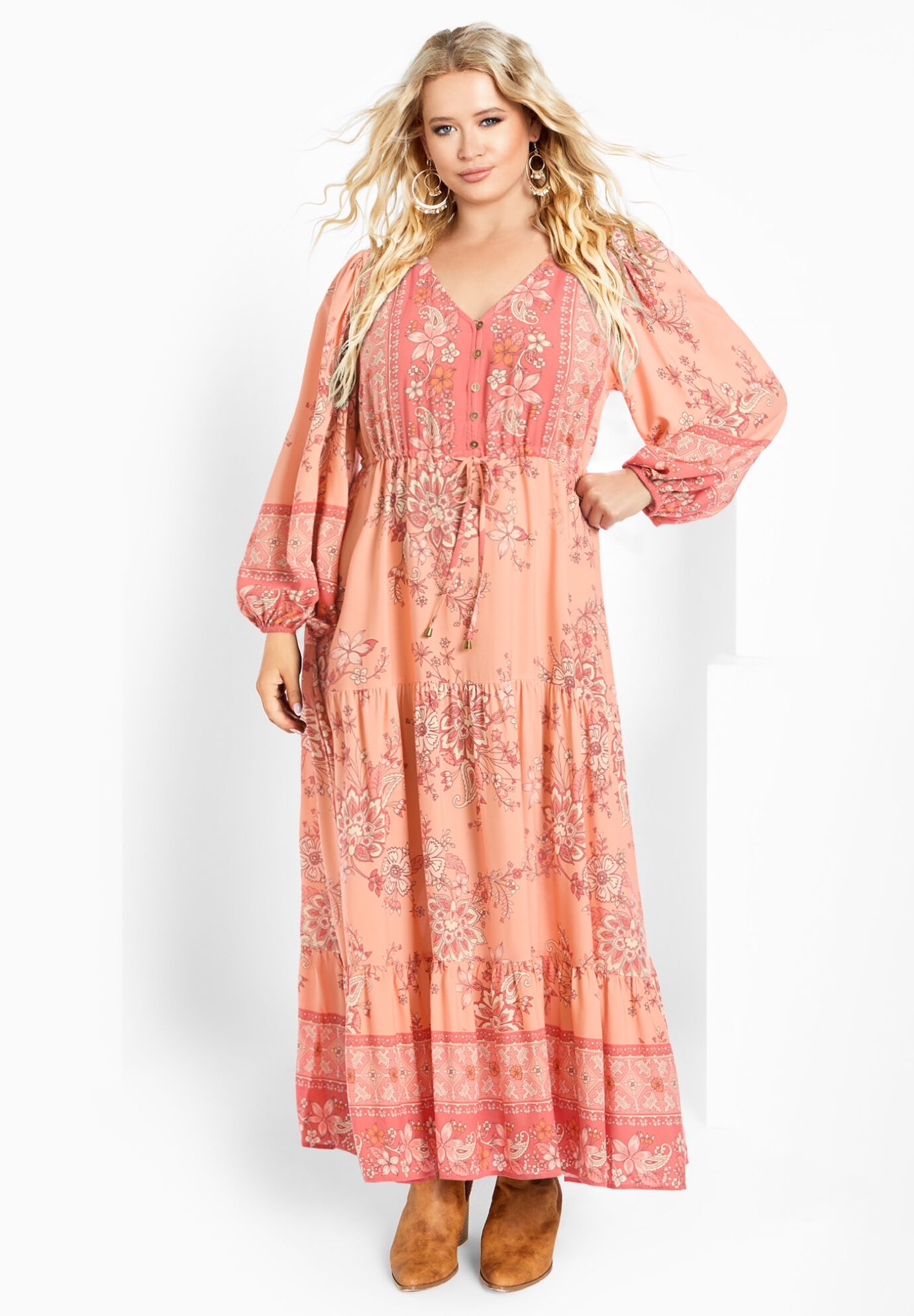 Ellery Long Sleeve Maxi Dress, CORAL FANTASY, alternate image number 5