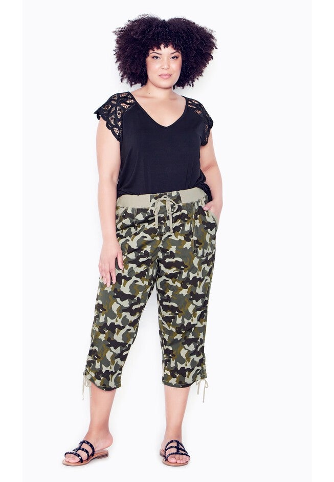 Cotton Cinch Print Capri, CAMO, hi-res image number null
