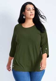 Sabrina Btn Dtl 3/4 Slv Top