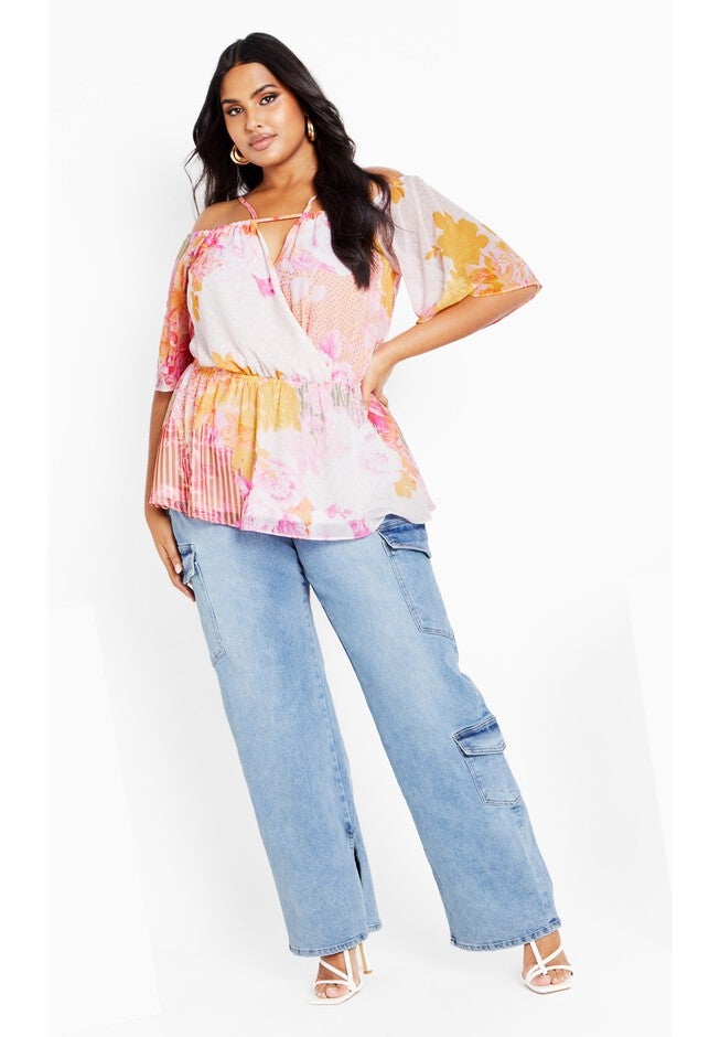 Adelina Print Top - sunset haze, PINK, alternate image number 2