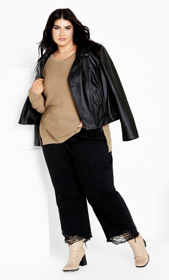 Zip Front Sweater - latte, BROWN, alternate image number null