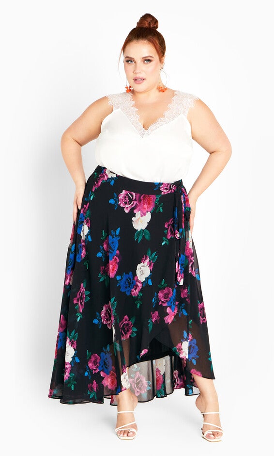 Michaela Print Skirt - black, BLACK, alternate image number null