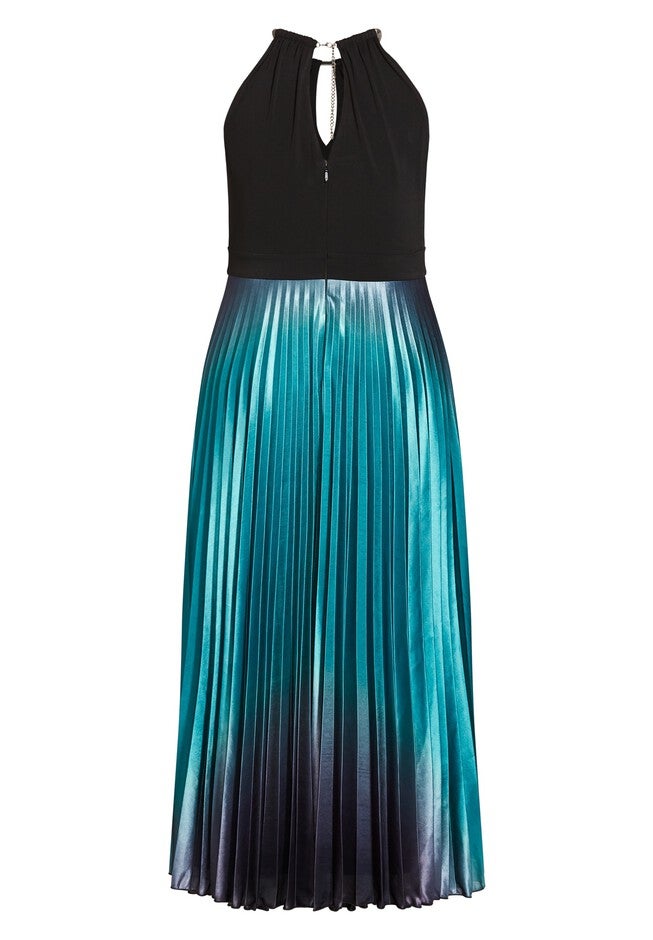 Pleated Ombre Maxi Dress - black, BLACK, alternate image number 4
