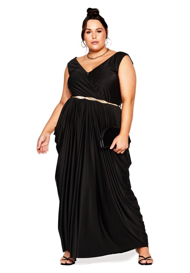 Athena Goddess Maxi Dress - black, BLACK, hi-res image number 0