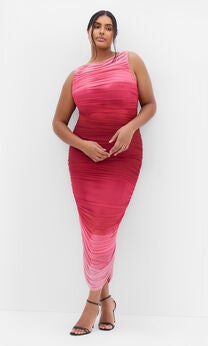 Halo Ombre Dress - ruby