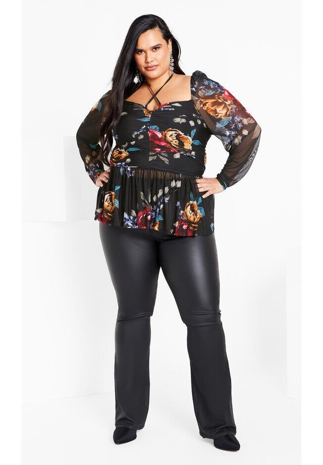 Mesh Print Top - black, BLACK, on-hover image number null