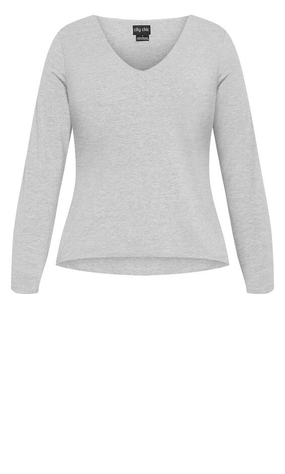 Annie V Top - light grey marle, LIGHT GREY MARLE, alternate image number null