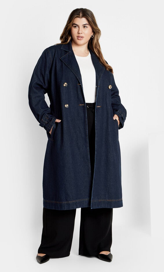 Laylo Trench Coat - dark denim, BLUE, alternate image number null
