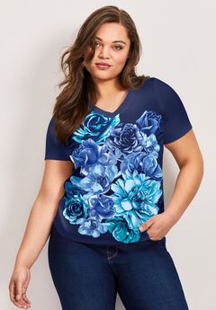V-Neck Short Sleeve Graphic Tee