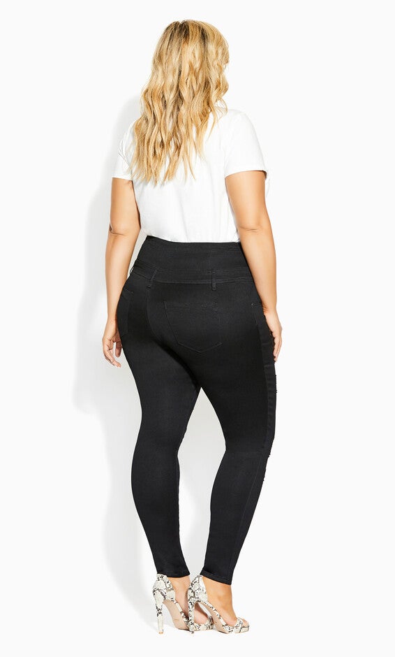 Asha Rip Corset Jean - black, BLACK, alternate image number null