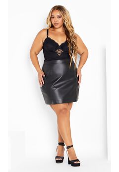 Lanie Faux Leather Skirt - black