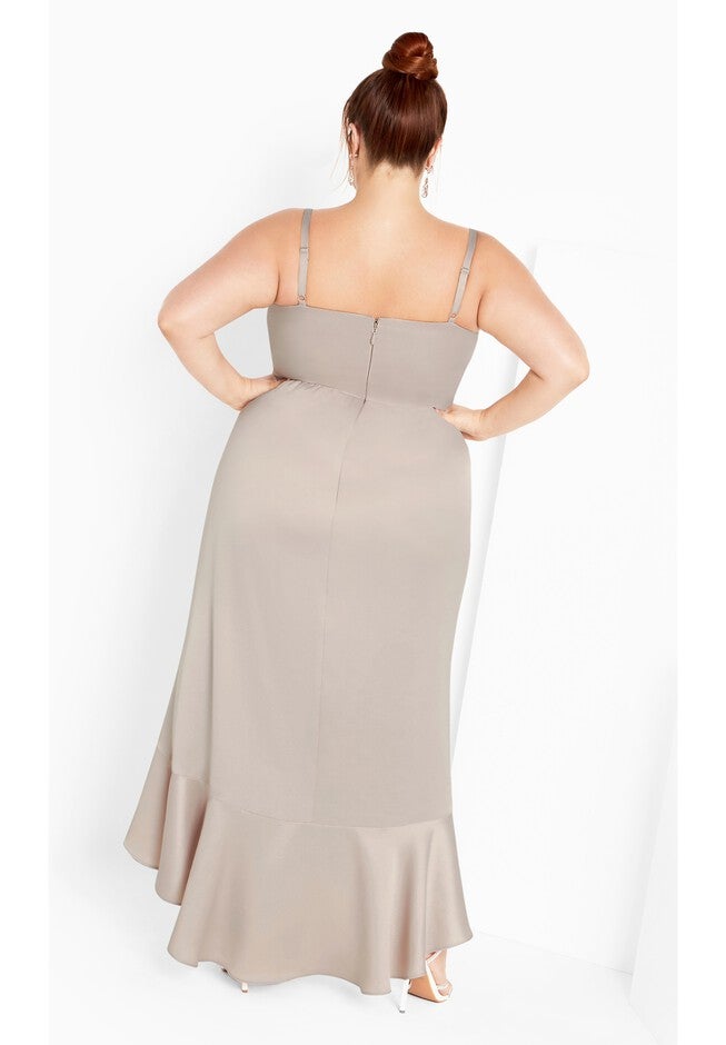 Bella Ruffle Maxi Dress - gardenia, GREY, alternate image number null