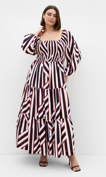 Timeless Stripe Shirred Maxi Dress