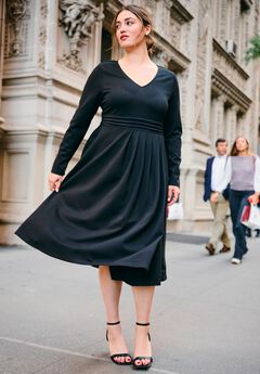 Fit And Flare Midi Ponte Dress