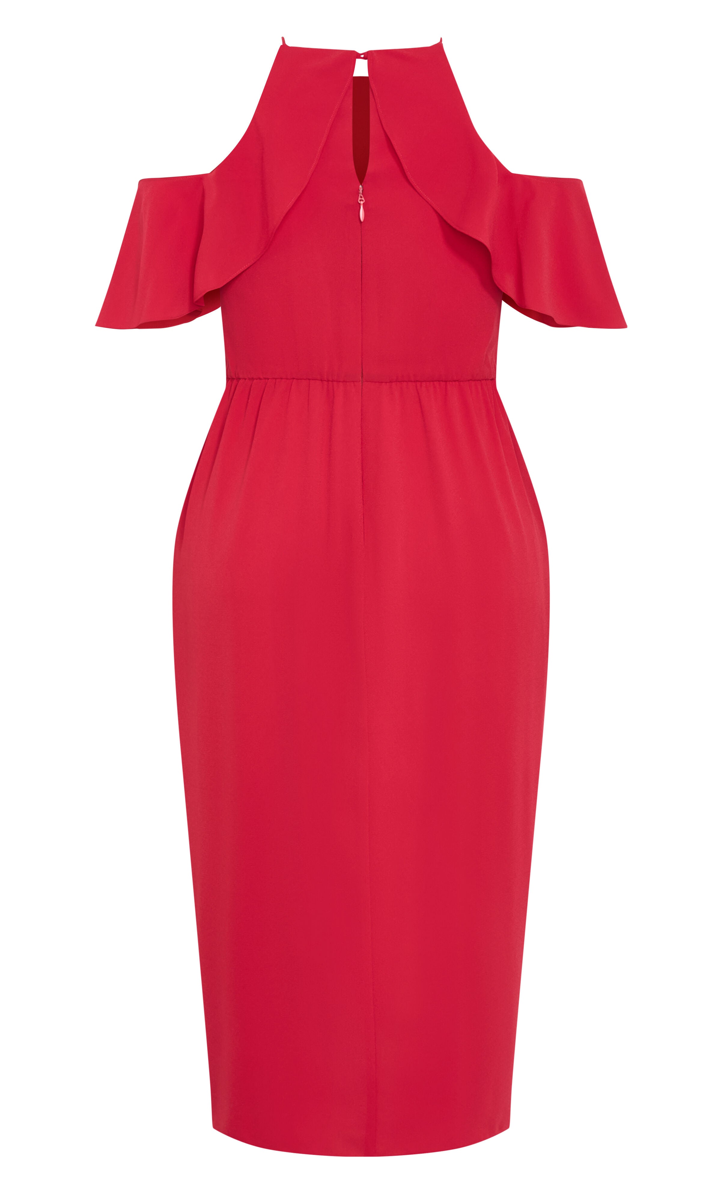 Love Siren Ruffle Shoulder Dress - siren red, RED, alternate image number 5