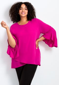 Ruffle Sleeve Tulip Hem Blouse