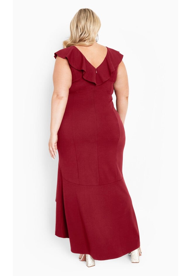 Destiny Ruffle Sleeveless Dress, VIBRANT RED, alternate image number null