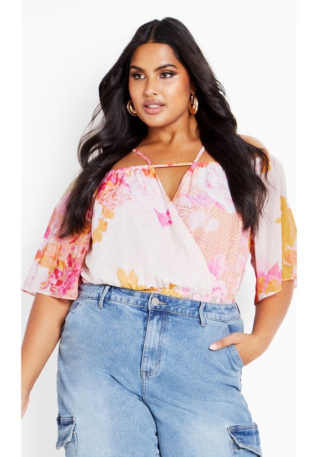 Adelina Print Top - sunset haze, PINK, hi-res image number 0
