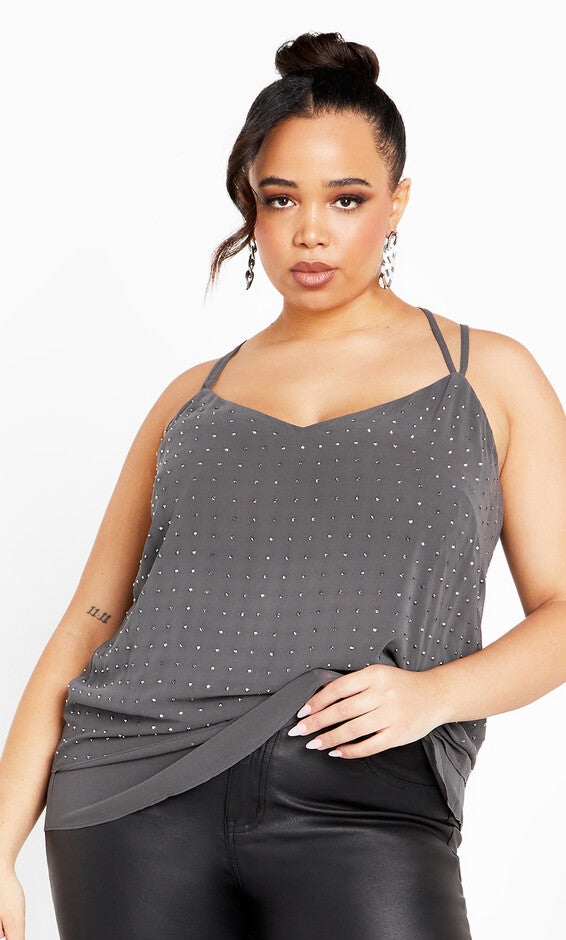 Strappy Nail Top - night sky, GRAY, hi-res image number 0