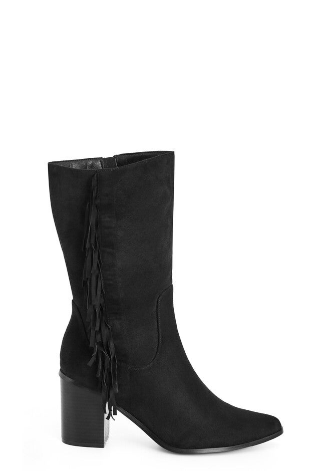 WIDE FIT Tassel Mid Boot - black, BLACK, on-hover image number null