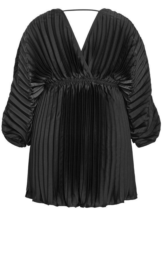 Chloe Accordion Sleeve Pleat Dress - black, BLACK, alternate image number null