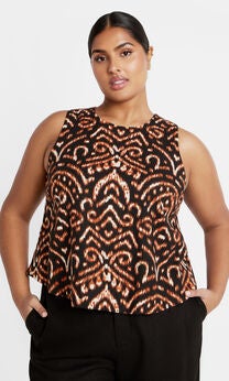 Amara Print Top - black