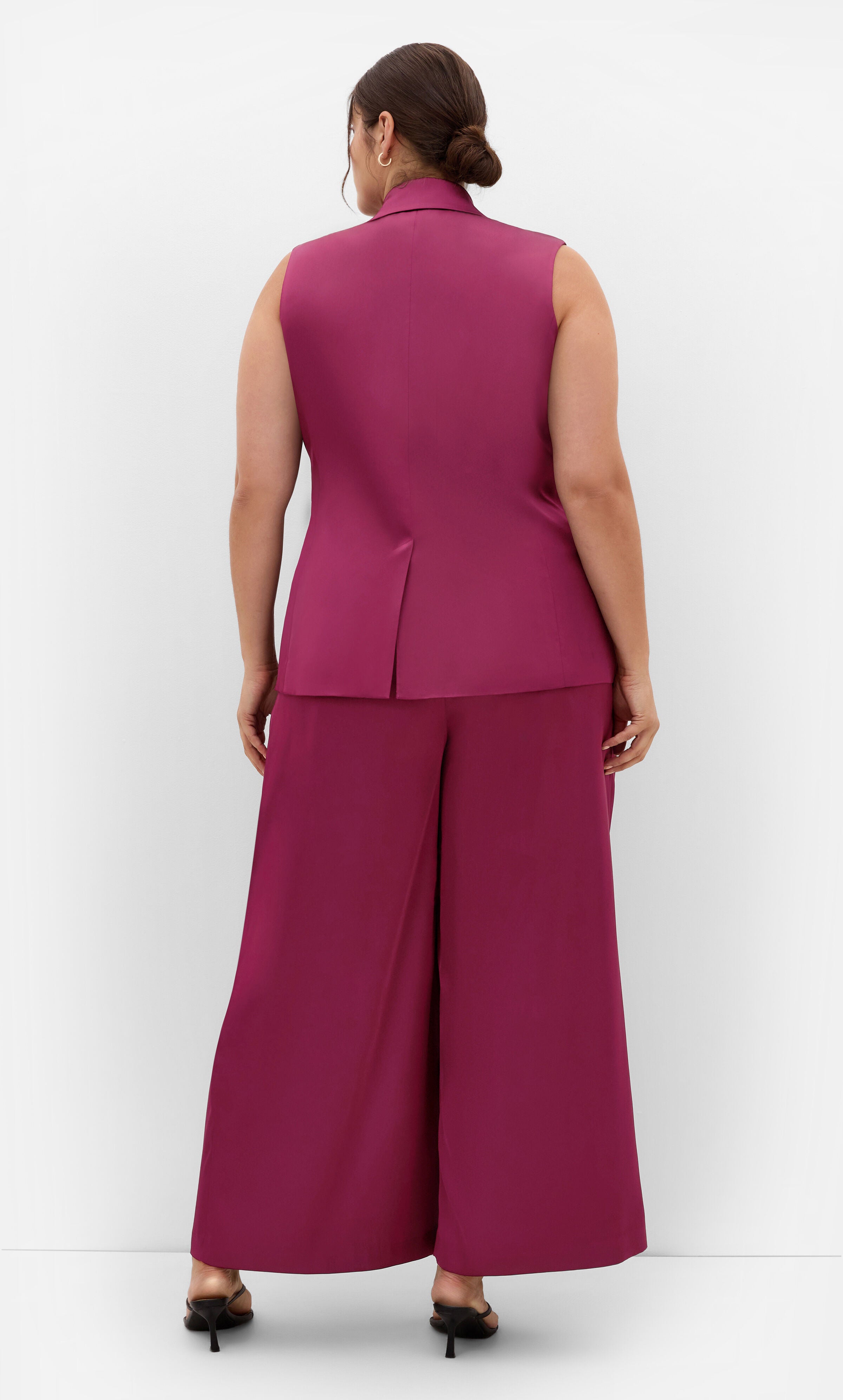 Rylie Satin Palazzo Pant, RED, on-hover image number 1