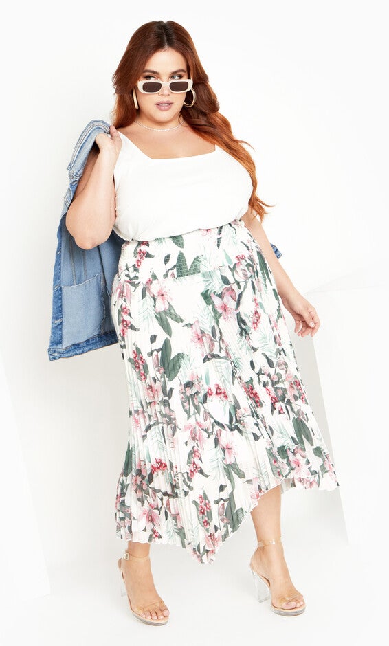 Natalie Print Skirt - ivory, WHITE, hi-res image number null