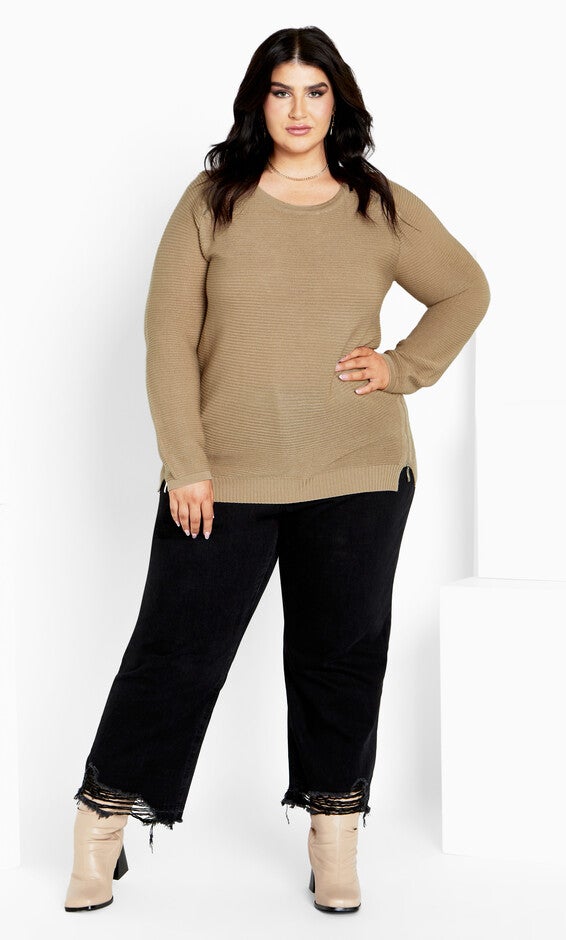 Zip Front Sweater - latte, BROWN, alternate image number null