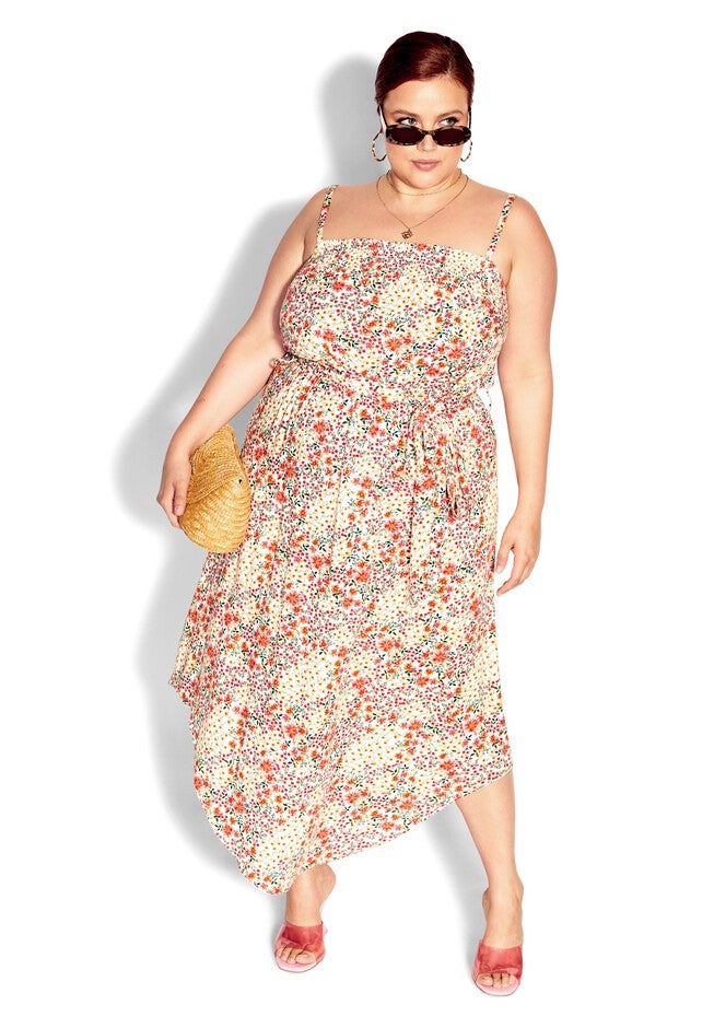 Tamika Print Dress - ivory, WHITE, on-hover image number 1