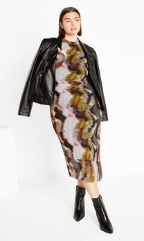 Mesh Miranda Print Dress - white