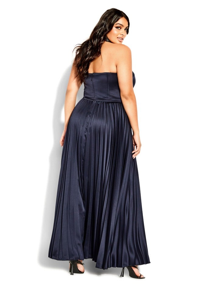 Pleat Desire Dress - navy, BLUE, on-hover image number null